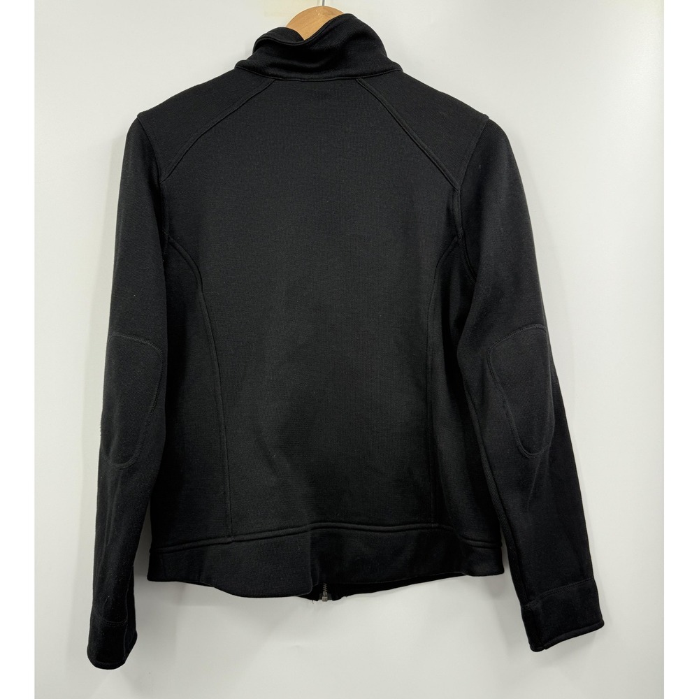 Patagonia Jacket Womens‎ Medium Black Fleece Collar Snap Pockets Elbow Patches - Picture 7 of 9